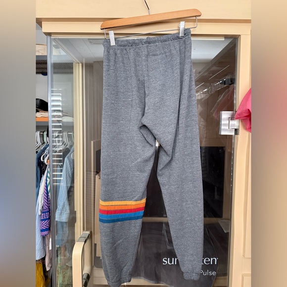Aviator Nation Grey Sweatpants with Rainbow Stripe - Picture 2 of 5
